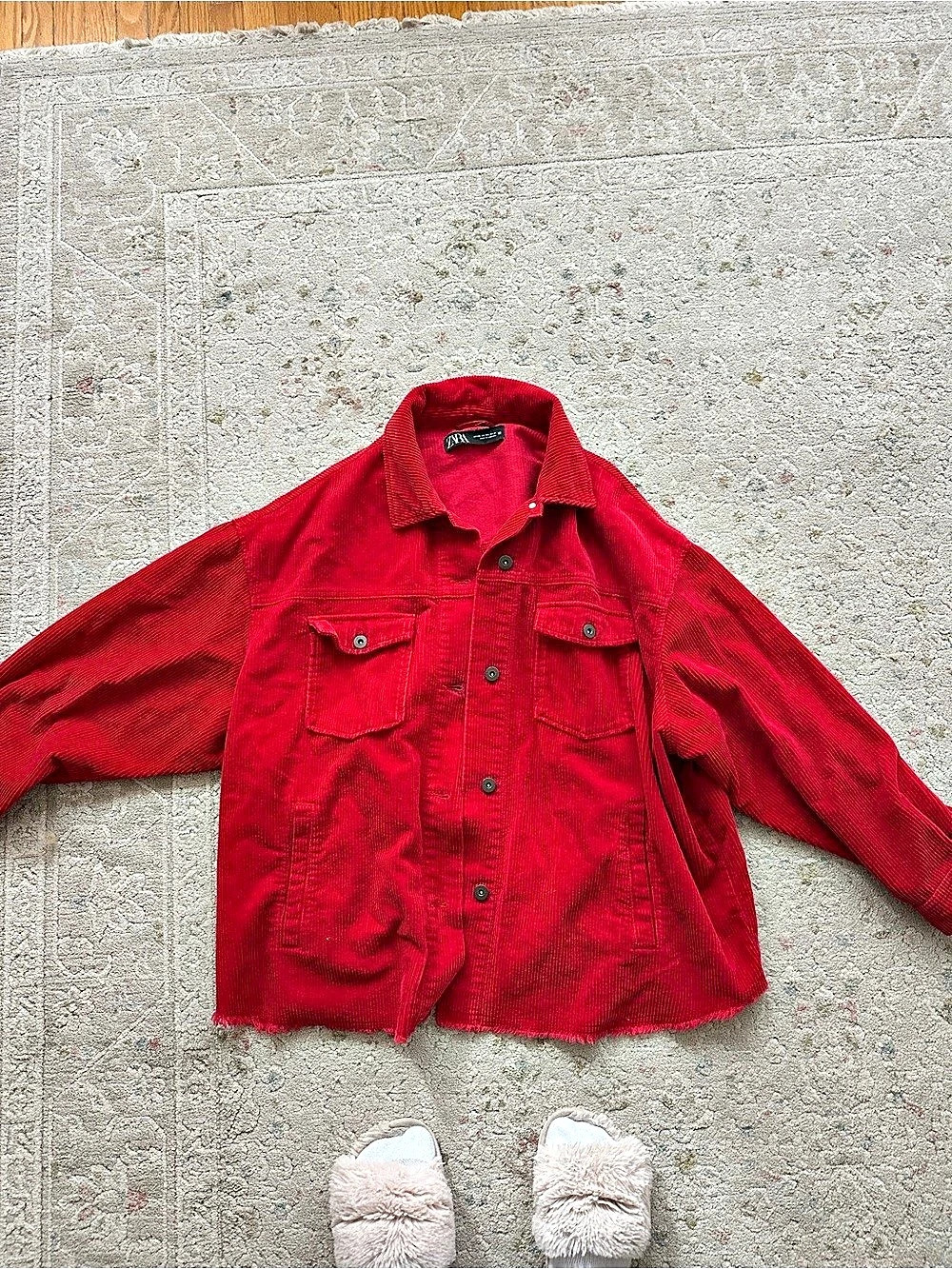Zara Corduroy Jacket in Red Size XXL